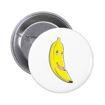 Happy Banana Fruit Smiling Pinback Button