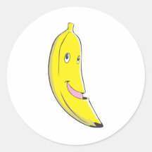 Happy Banana Fruit Smiling Round Sticker