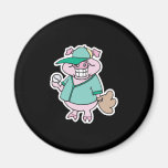 happy baseball pig refrigerator magnets