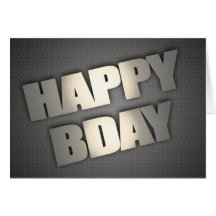 Happy Bday Card Carbon Fibre Base