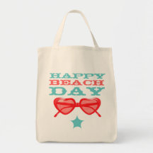 happy beach day grocery tote bag