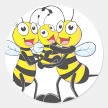 Happy Bee Family Round Stickers