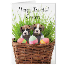 Happy Belated Easter boxer pups card