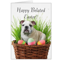 Happy Belated Easter bulldog card