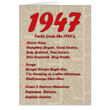 Happy Birthday 1947 Year of birth news 40's 40s Greeting Cards