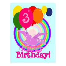 Happy Birthday Balloons 3 Pteranodon Postcard