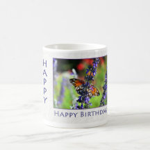 Happy Birthday Butterfly Floral Coffee Mugs