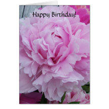 Happy Birthday Card Pink Peonies / Peony Flowers
