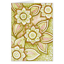 Happy Birthday Damask Indian Mandala Blank Inside Cards
