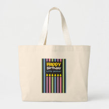 Happy Birthday little Brother stripey Canvas Bag