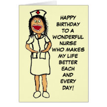 Happy Birthday Nurse Cartoon Greeting Card