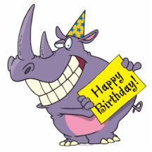 happy birthday party rhino cartoon photo sculpture