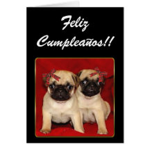 Happy Birthday Pugs greeting card