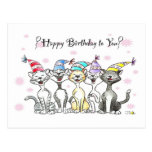 Happy Birthday to You (singing cats) Post Card