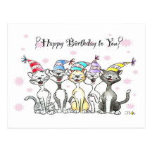 Happy Birthday to You (singing cats) Post Card