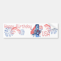 HAPPY BIRTHDAY USA by SHARON SHARPE Bumper Stickers