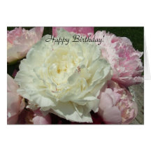 Happy Birthday White Pink Peonies / Pink Peony Car Cards