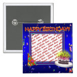 Happy Birthday With Confetti  Photo Frame Pinback Button