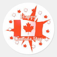 Happy Canada Day Flag Design Sticker