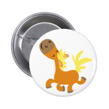 Happy Cartoon Pony button badge
