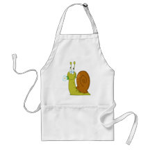 happy cartoon snail with flower aprons