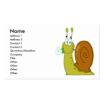 happy cartoon snail with flower business cards
