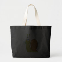 happy cartoon snail with flower canvas bag