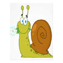 happy cartoon snail with flower custom invitation