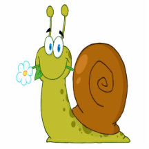 happy cartoon snail with flower cut out