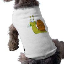 happy cartoon snail with flower dog t-shirt