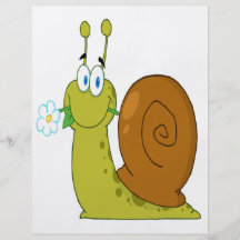 happy cartoon snail with flower flyer