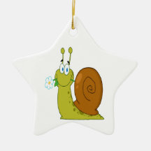 happy cartoon snail with flower ornament