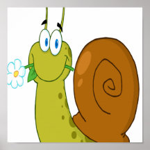 happy cartoon snail with flower print