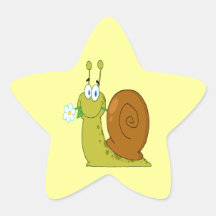 happy cartoon snail with flower sticker