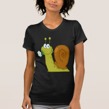happy cartoon snail with flower tees