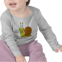 happy cartoon snail with flower tshirt