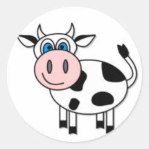 Happy Cow - Customisable! Round Stickers
