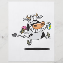happy cute dairy cow cartoon ice cream milk custom flyer