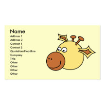 Happy Cute Giraffe. Cartoon Animal. Business Card