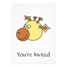 Happy Cute Giraffe. Cartoon Animal. Personalized Invitation