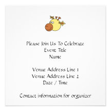 Happy Cute Giraffe. Cartoon Animal. Custom Invitations