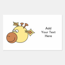 Happy Cute Giraffe. Cartoon Animal. Rectangle Sticker