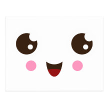 Happy cute kawaii face post card