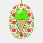 happy cute kawaii lime ice cream cone dots christmas ornaments