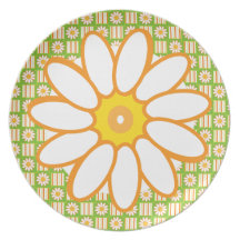 Happy Daisies Spring is Here Retro 1950s Picnic Dinner Plate