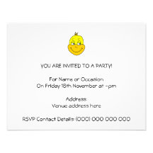 Happy Duck Cartoon. Custom Invitation