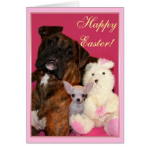 Happy Easter Boxer and Chihuahua greeting card