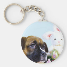 Happy Easter Boxer puppy keychain
