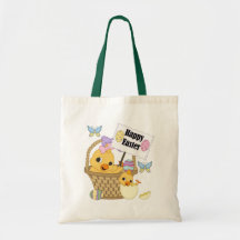 Happy Easter Chick Canvas Bags