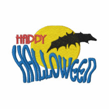 Happy Halloween Bat and Moon Embroidered Tees